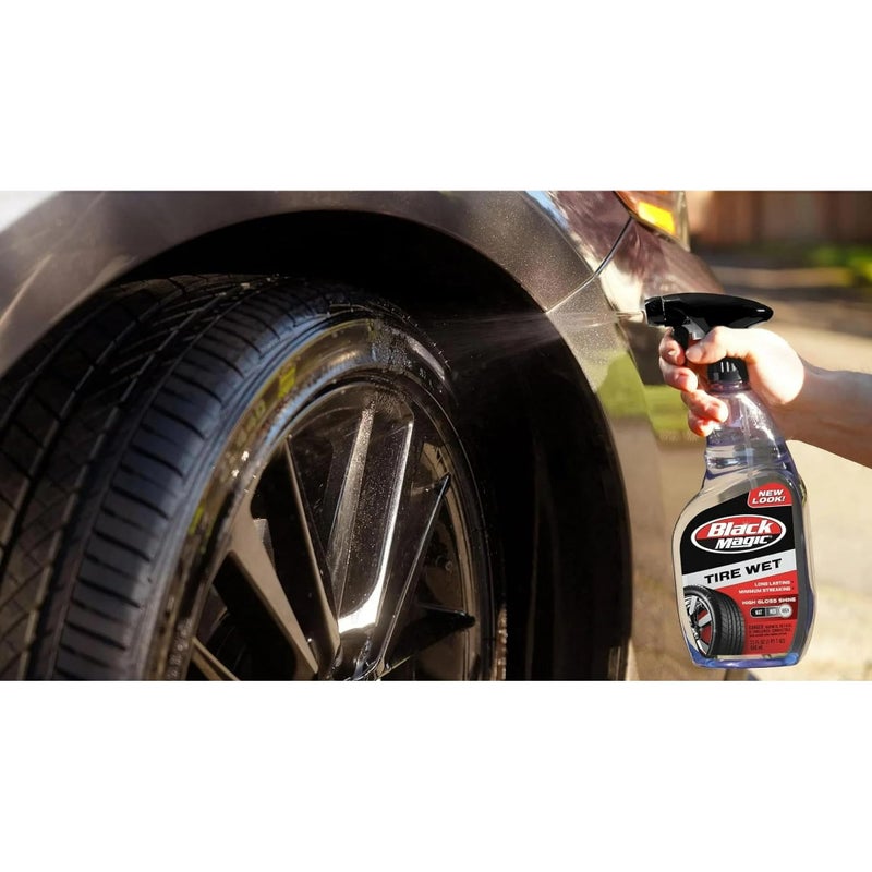 Black Magic Tire Wet 23oz Trigger Spray Specially Formulated Tire Shine Wet, Black, Glossy with One Quick Spray, 2 Pack - Image 3